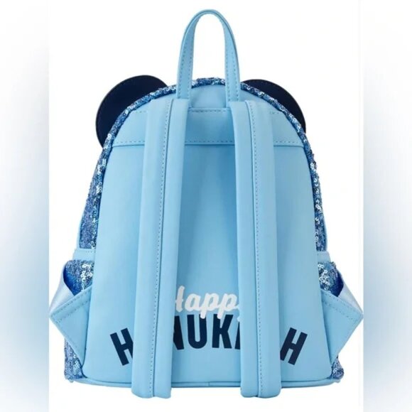 Loungefly Disney Mickey Mouse Hanukkah Sequin Glow Mini Backpack - Picture 6 of 8